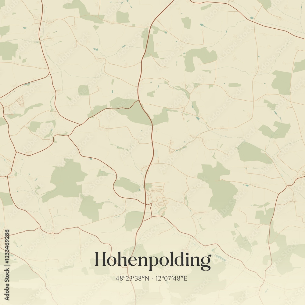Fototapeta premium Vintage map of Hohenpolding, Germany.