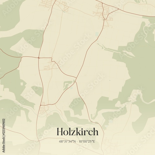 Vintage map of Holzkirch, Germany. photo