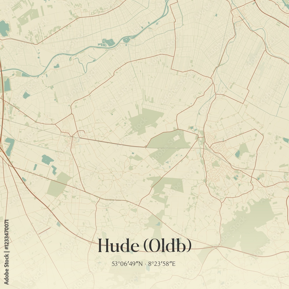 Obraz premium Vintage map of Hude (Oldb), Germany.