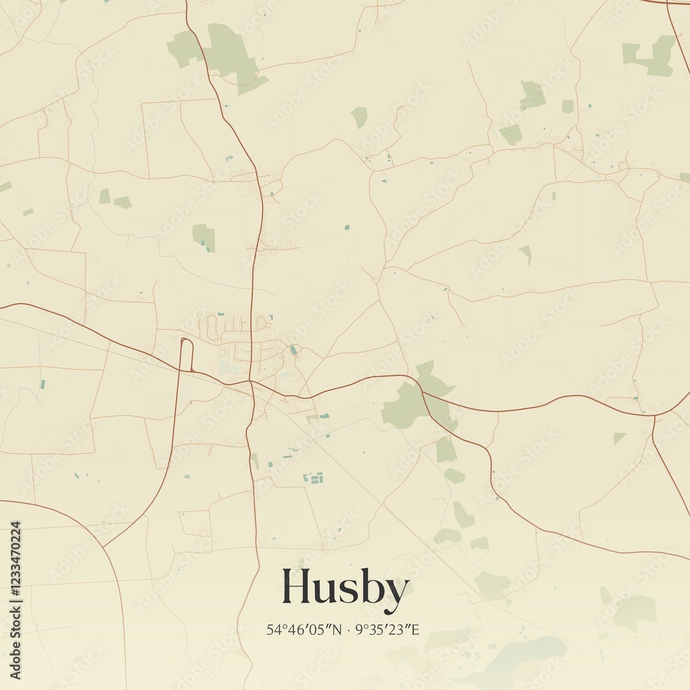 Fototapeta premium Vintage map of Husby, Germany.