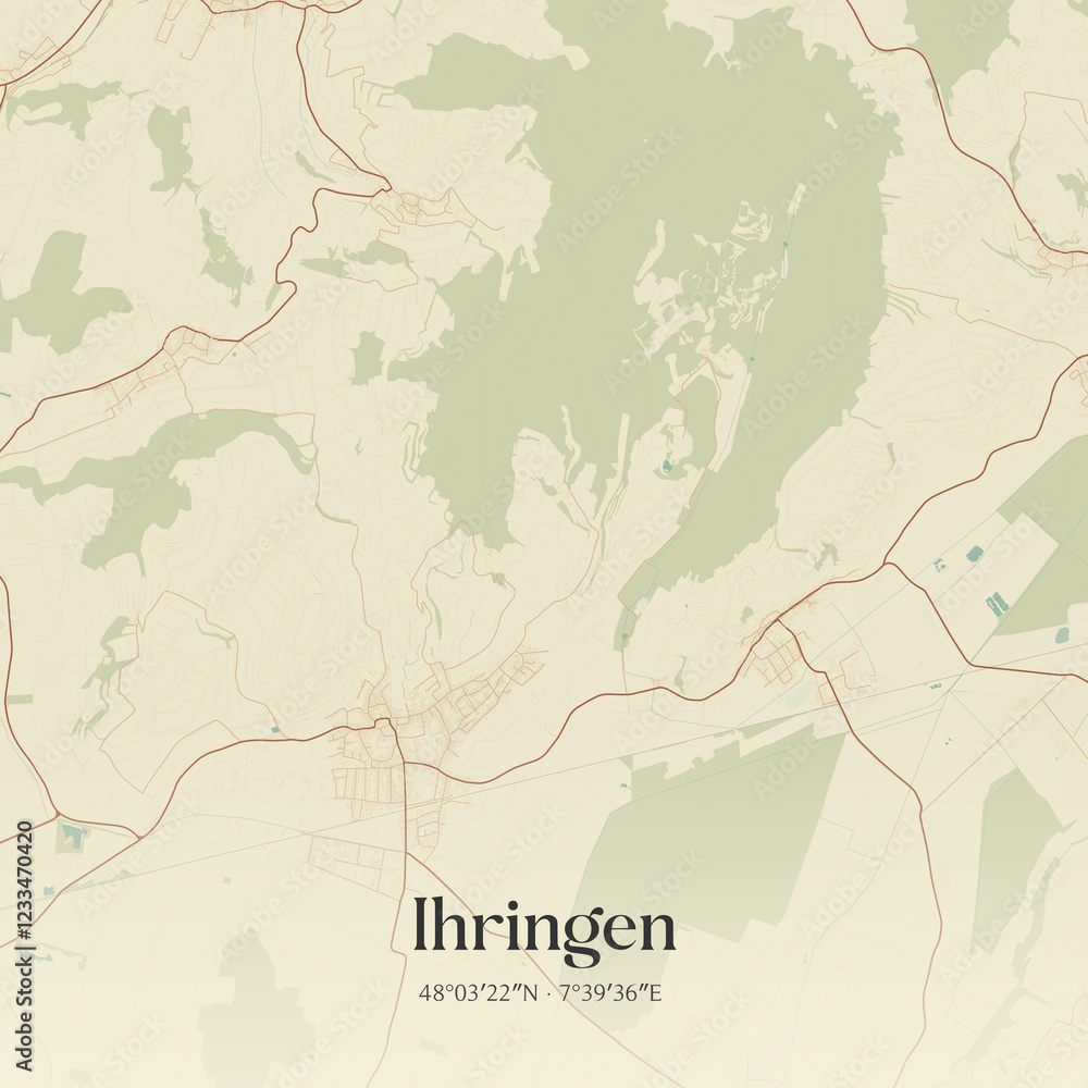 Obraz premium Vintage map of Ihringen, Germany.