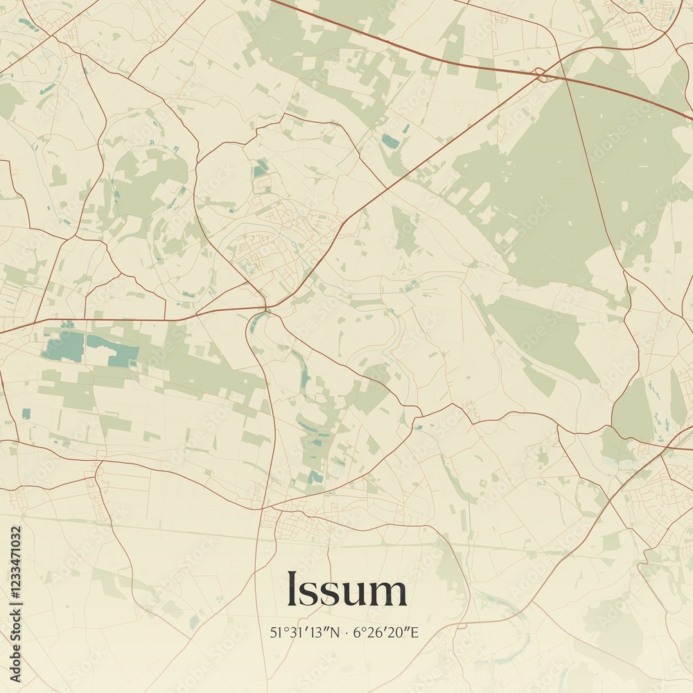 Obraz premium Vintage map of Issum, Germany.
