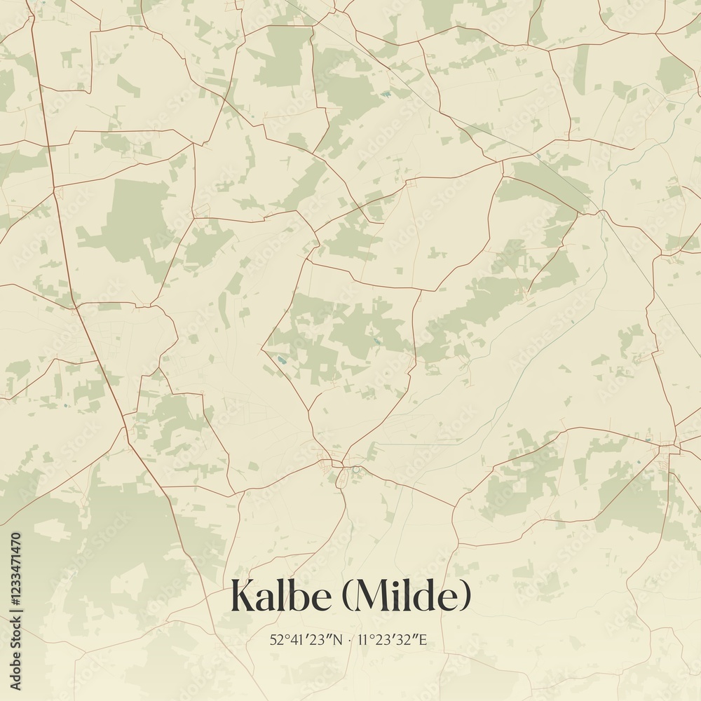 Fototapeta premium Vintage map of Kalbe (Milde), Germany.