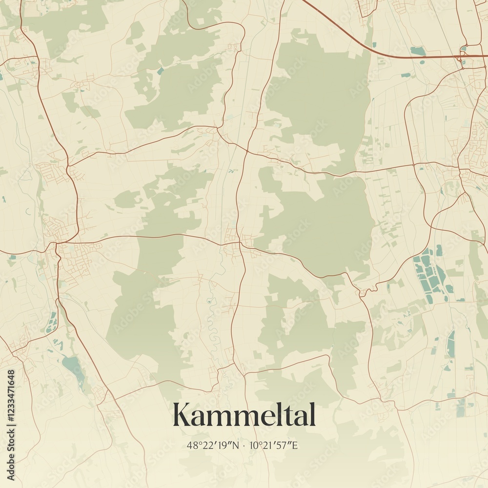 Fototapeta premium Vintage map of Kammeltal, Germany.