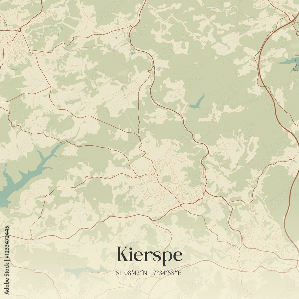Fototapeta premium Vintage map of Kierspe, Germany.