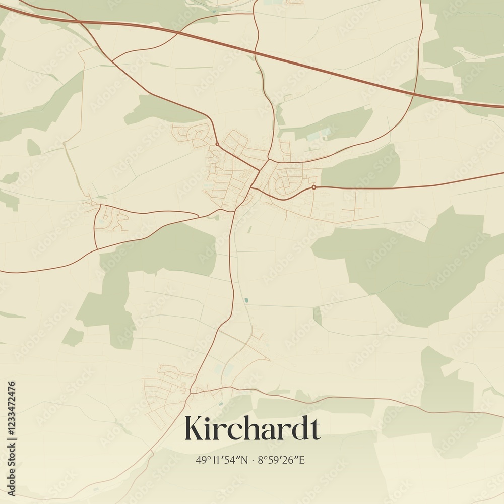 Fototapeta premium Vintage map of Kirchardt, Germany.