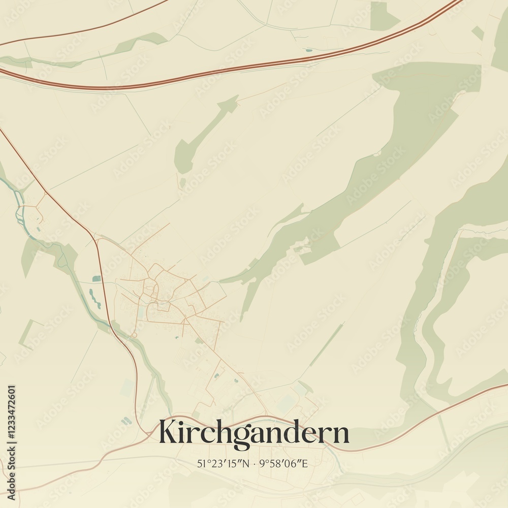 Fototapeta premium Vintage map of Kirchgandern, Germany.