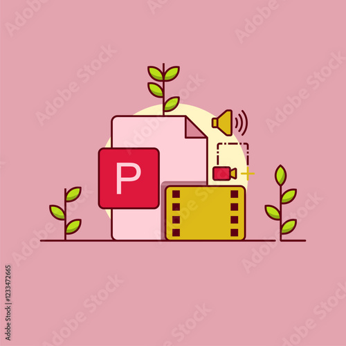 Illustration of a power point document sheet, file microsoft office ppt icon