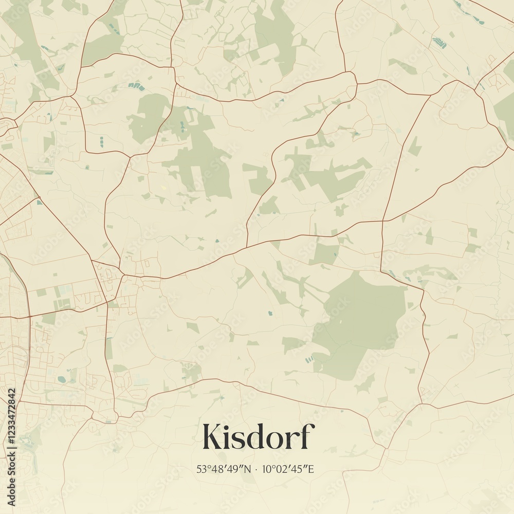 Fototapeta premium Vintage map of Kisdorf, Germany.
