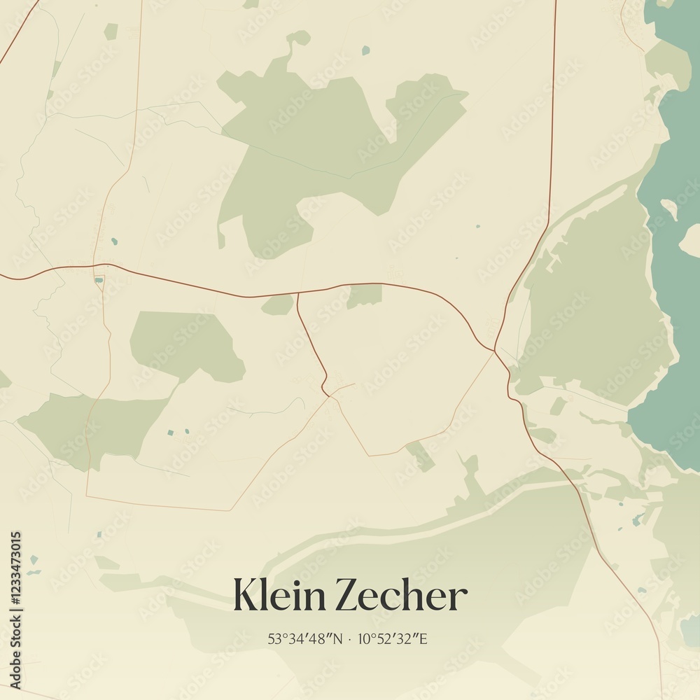 Fototapeta premium Vintage map of Klein Zecher, Germany.