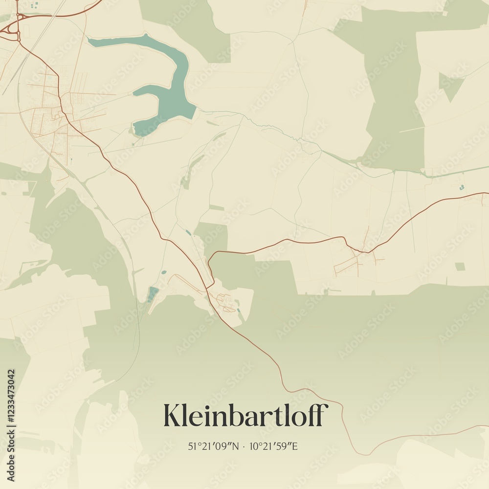 Fototapeta premium Vintage map of Kleinbartloff, Germany.