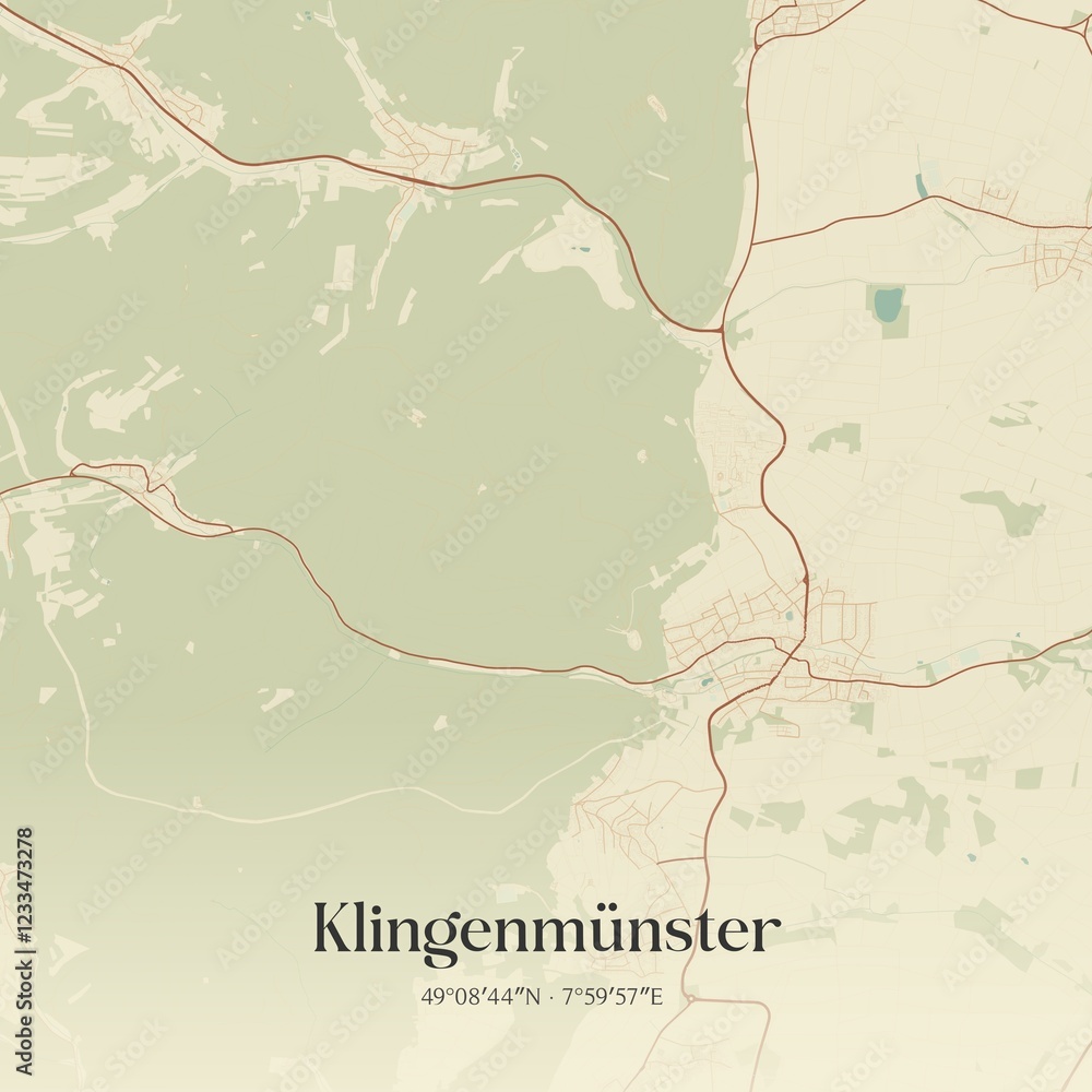 Obraz premium Vintage map of Klingenmunster, Germany.