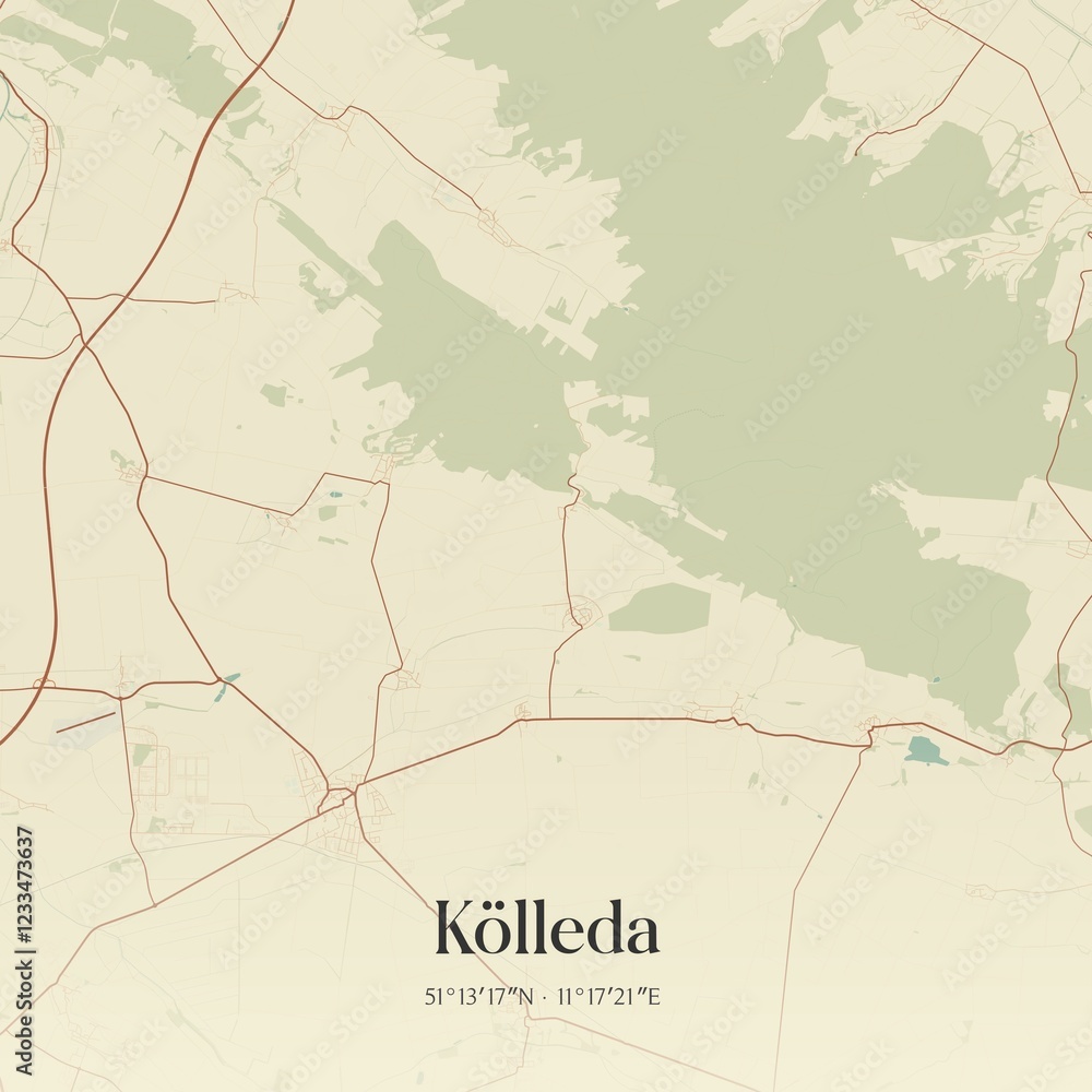 Obraz premium Vintage map of Kolleda, Germany.