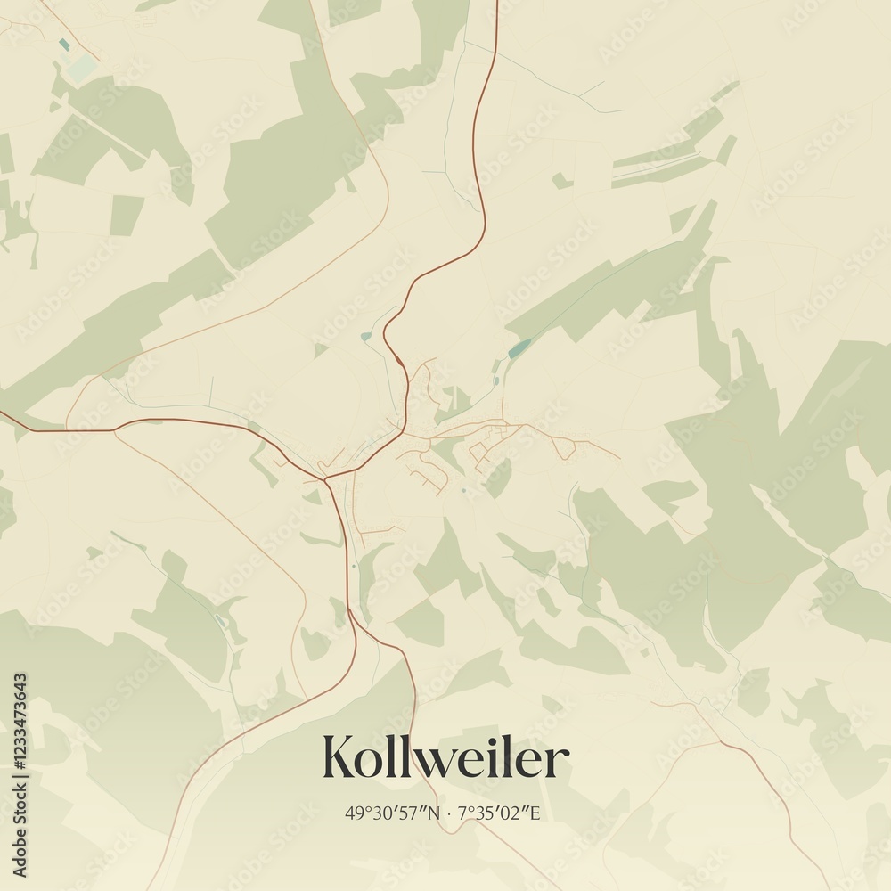 Fototapeta premium Vintage map of Kollweiler, Germany.