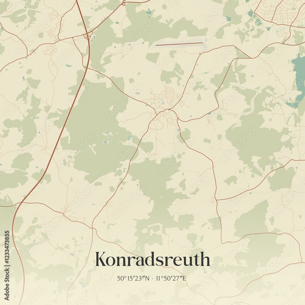 Fototapeta premium Vintage map of Konradsreuth, Germany.