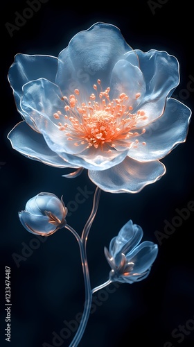 traditional embroidery peony flower illustration poster background