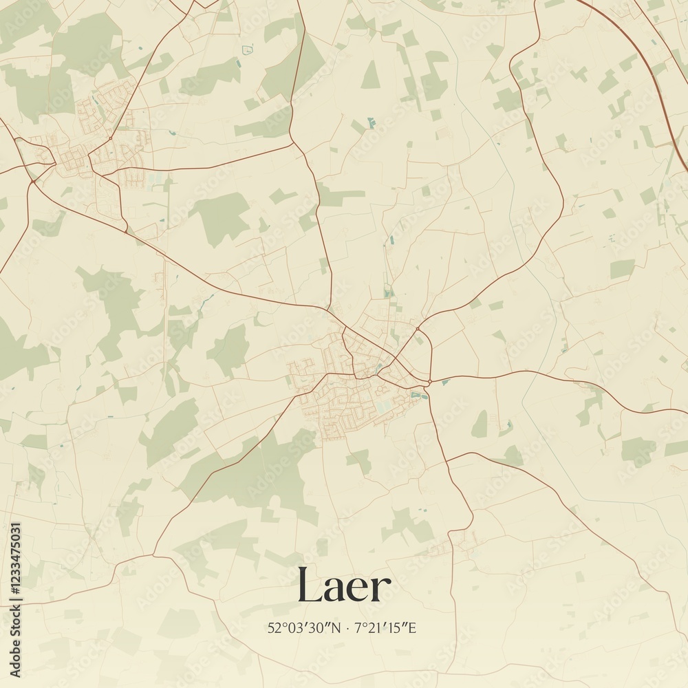 Fototapeta premium Vintage map of Laer, Germany.