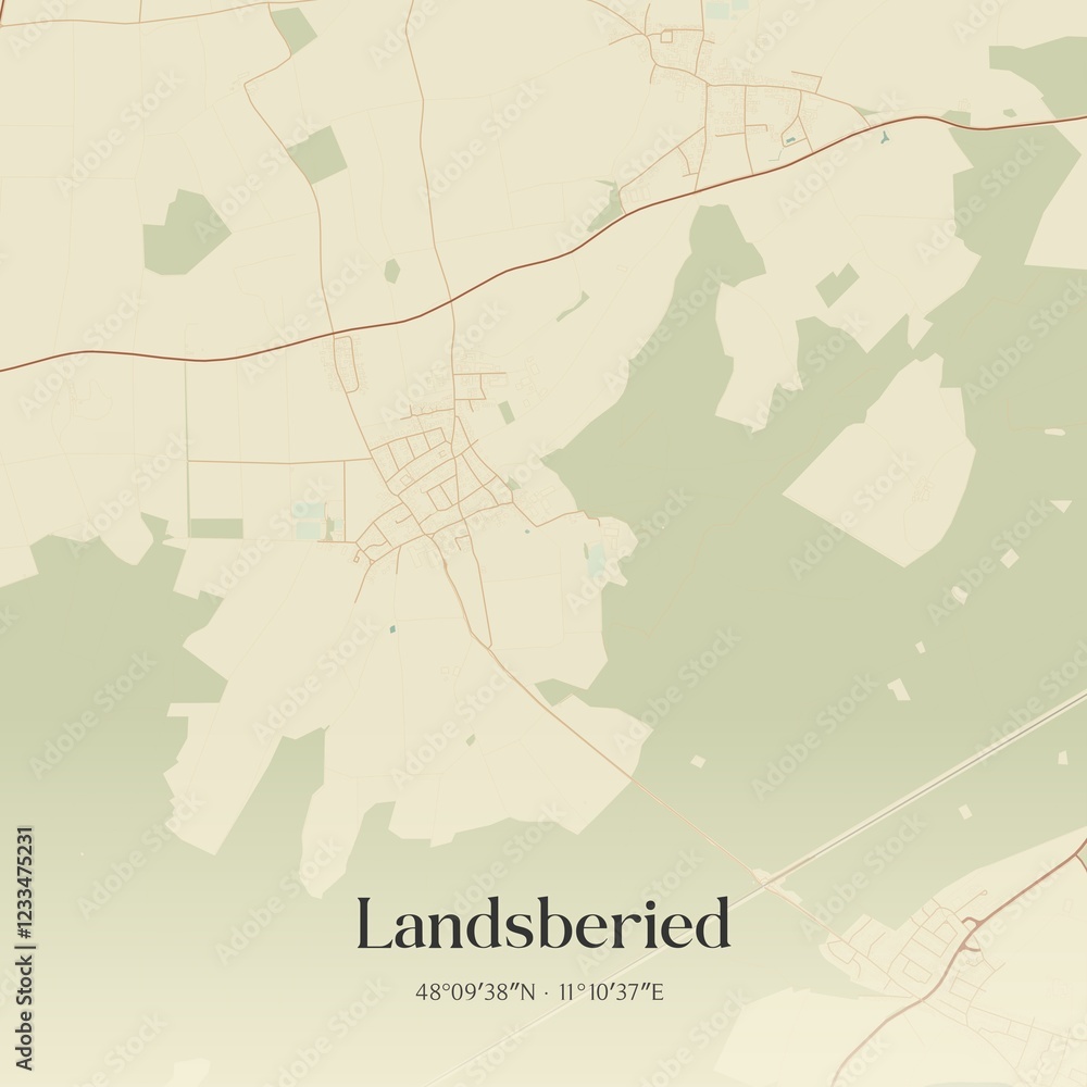 Fototapeta premium Vintage map of Landsberied, Germany.