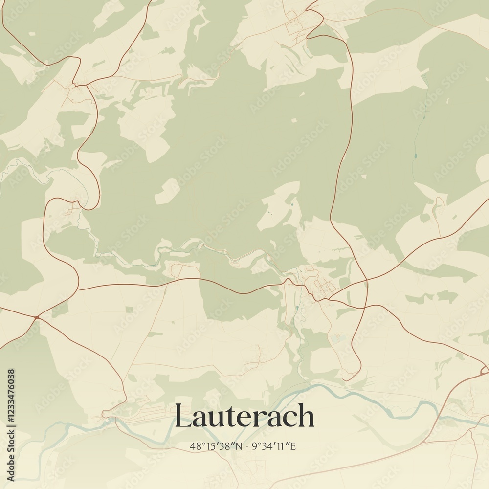 Fototapeta premium Vintage map of Lauterach, Germany.