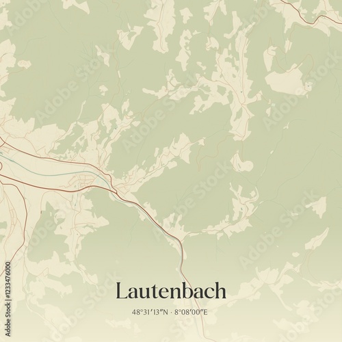 Vintage map of Lautenbach, Germany. photo