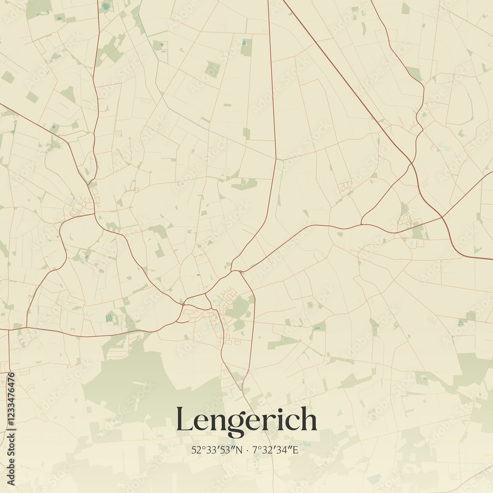 Obraz premium Vintage map of Lengerich, Germany.