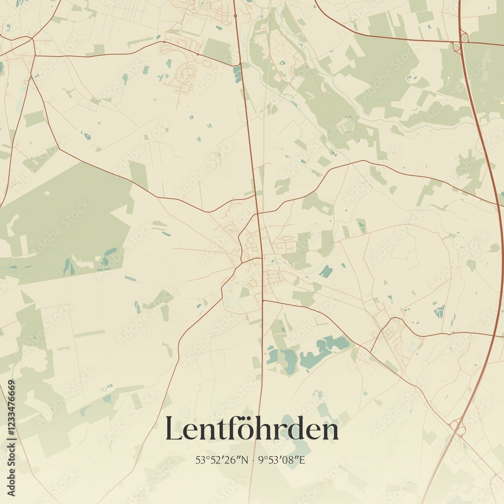 Fototapeta premium Vintage map of Lentfohrden, Germany.