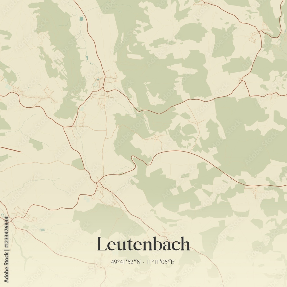 Fototapeta premium Vintage map of Leutenbach, Germany.