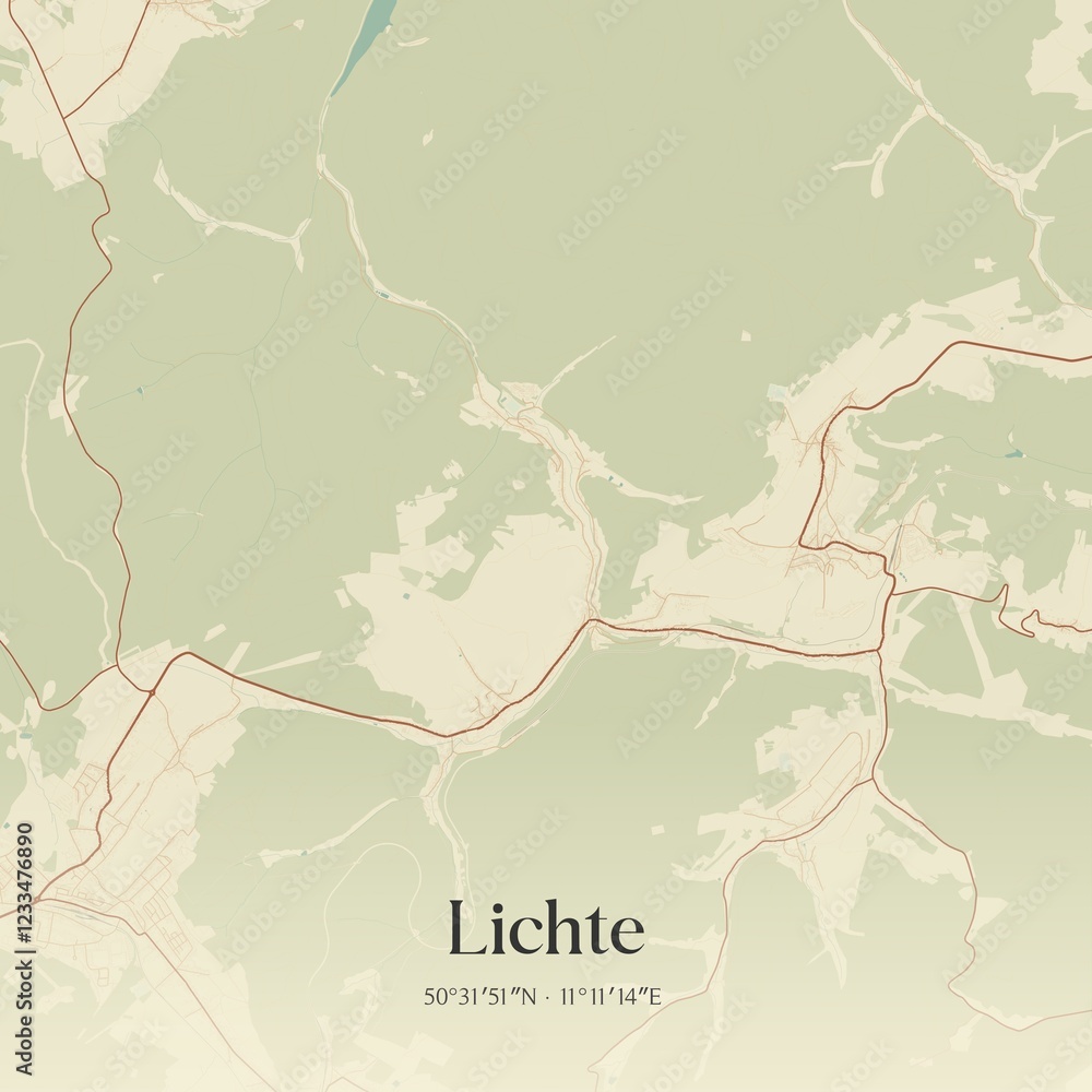 Fototapeta premium Vintage map of Lichte, Germany.