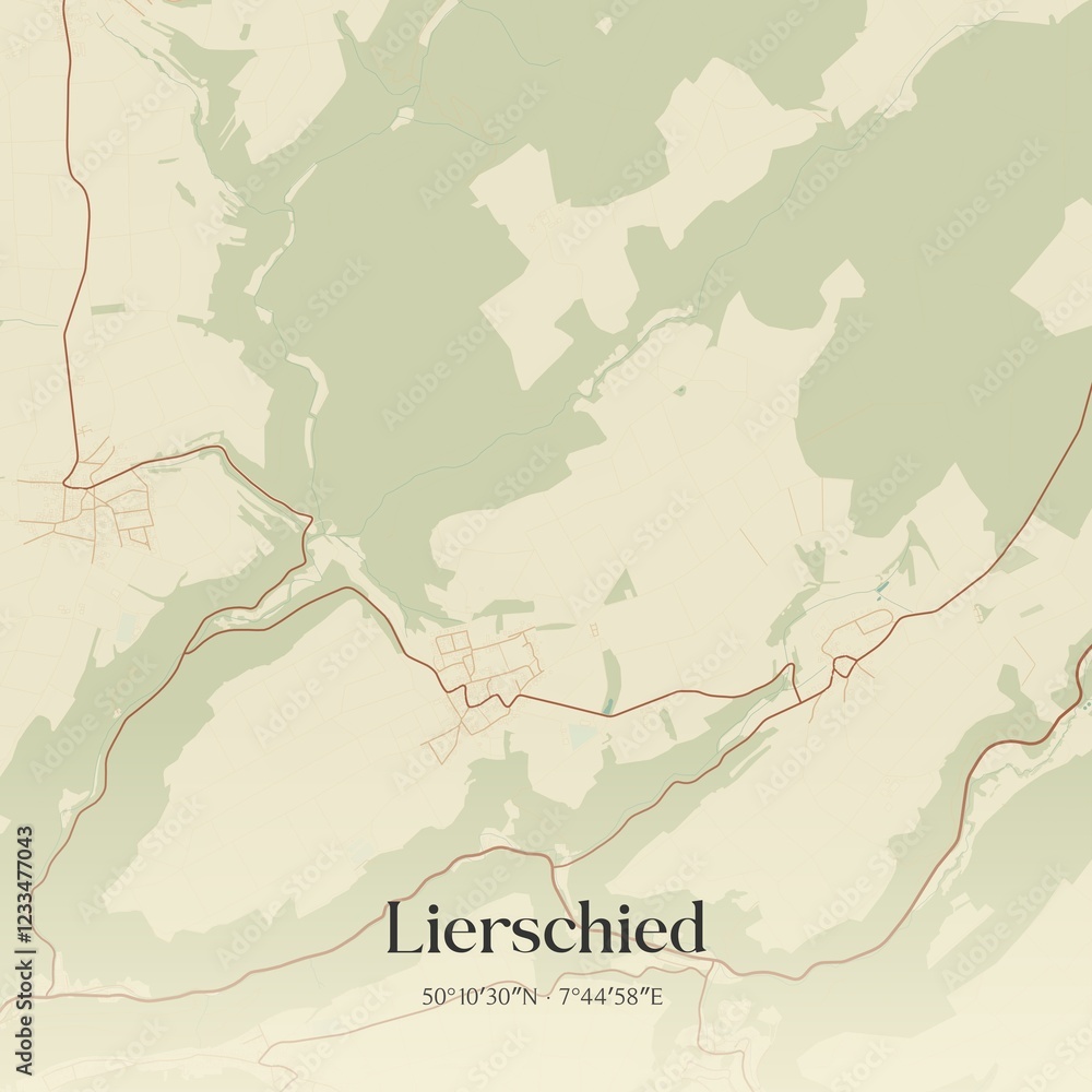 Fototapeta premium Vintage map of Lierschied, Germany.
