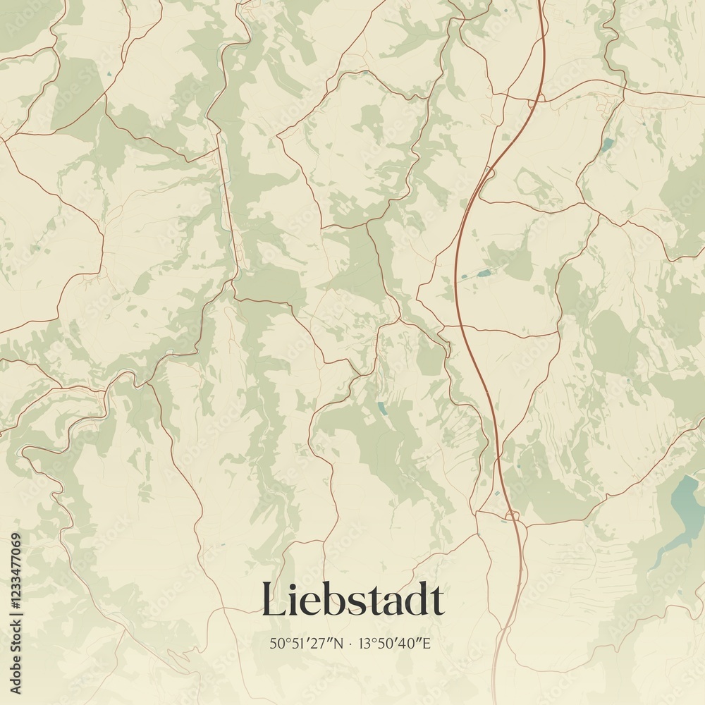Fototapeta premium Vintage map of Liebstadt, Germany.