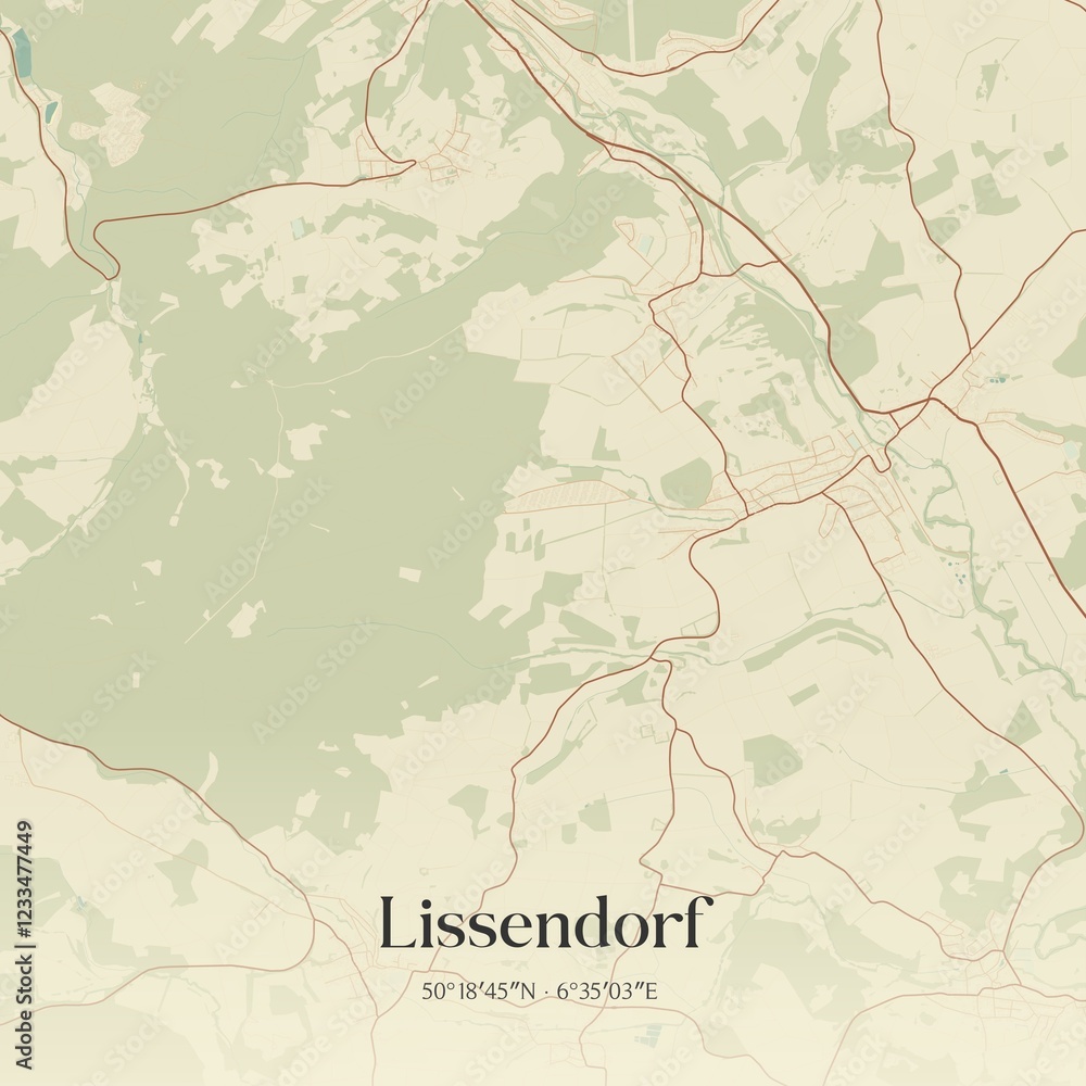 Fototapeta premium Vintage map of Lissendorf, Germany.