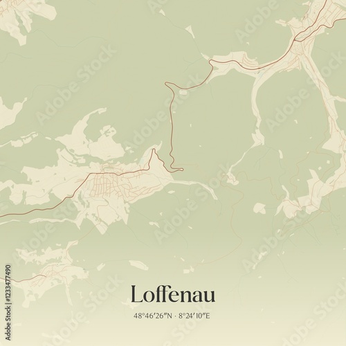 Vintage map of Loffenau, Germany. photo