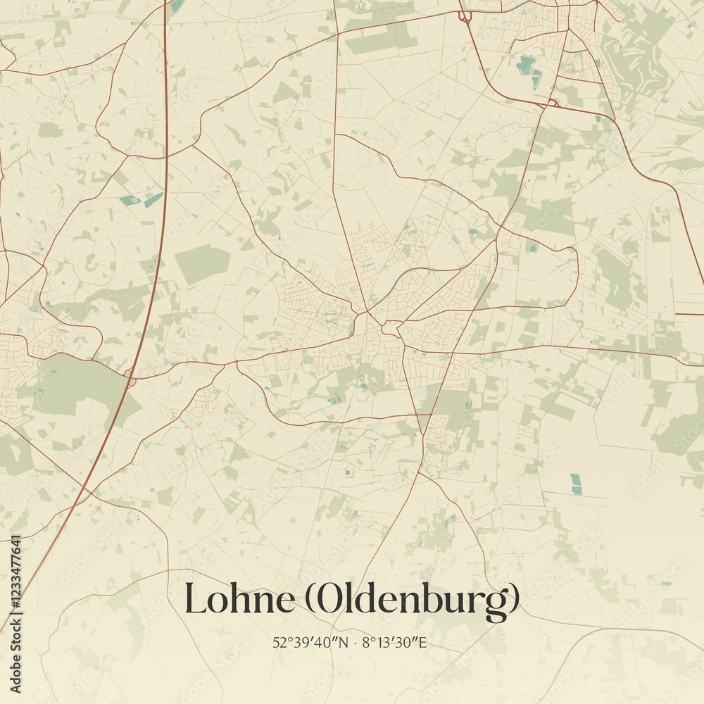 Fototapeta premium Vintage map of Lohne (Oldenburg), Germany.