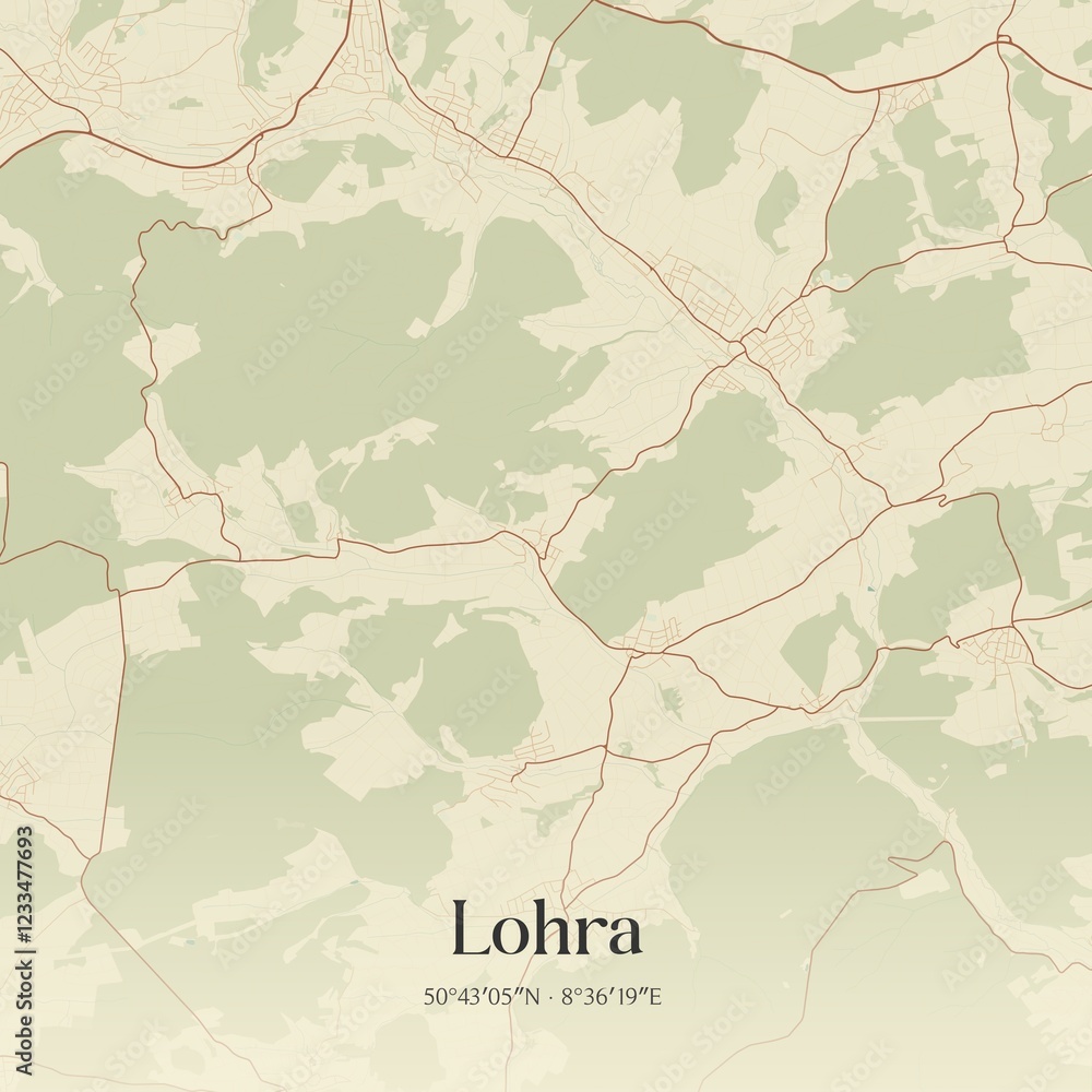 Fototapeta premium Vintage map of Lohra, Germany.