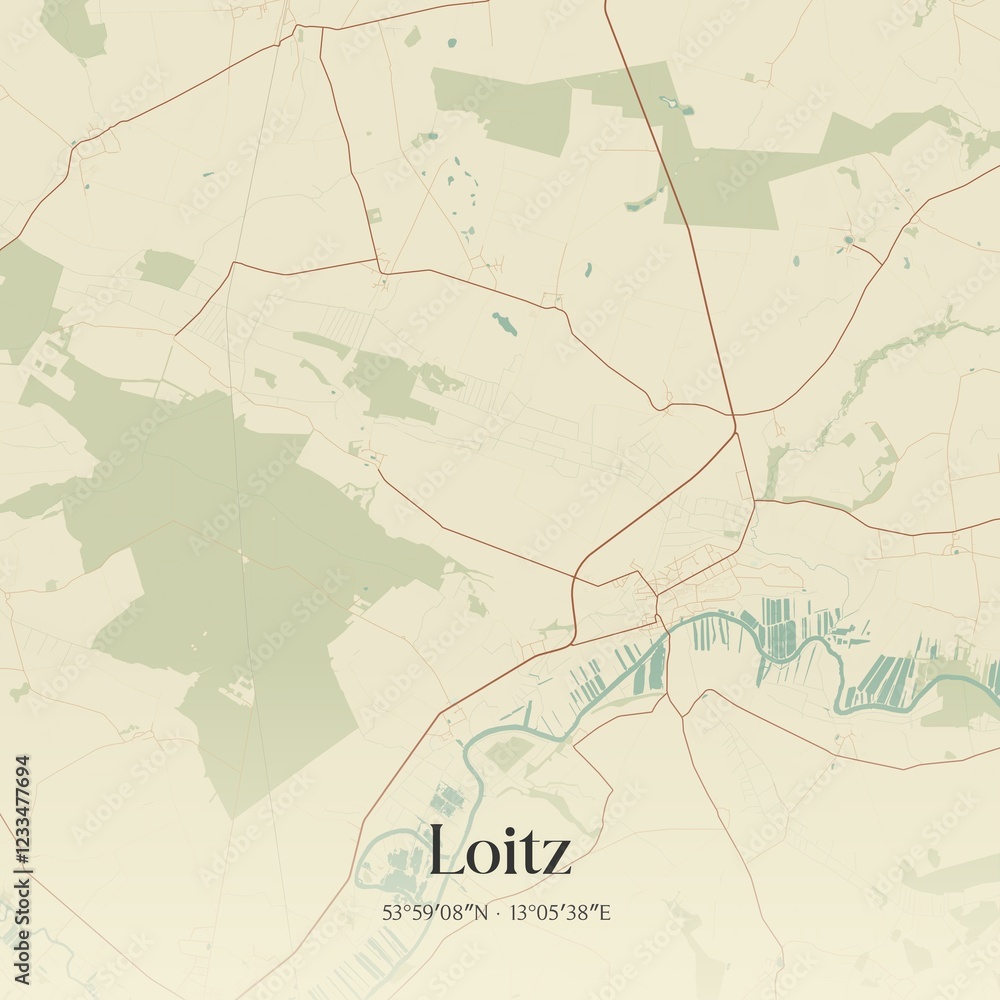 Naklejka premium Vintage map of Loitz, Germany.