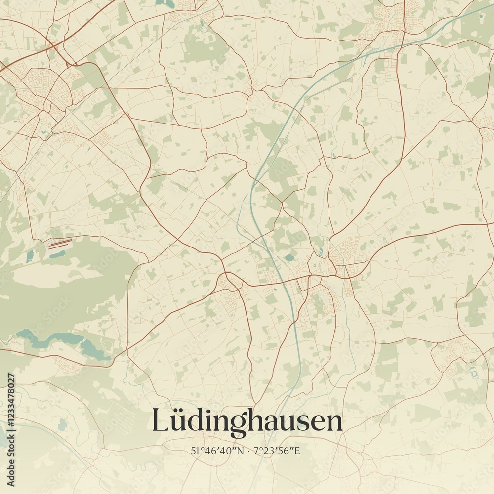Fototapeta premium Vintage map of Ludinghausen, Germany.