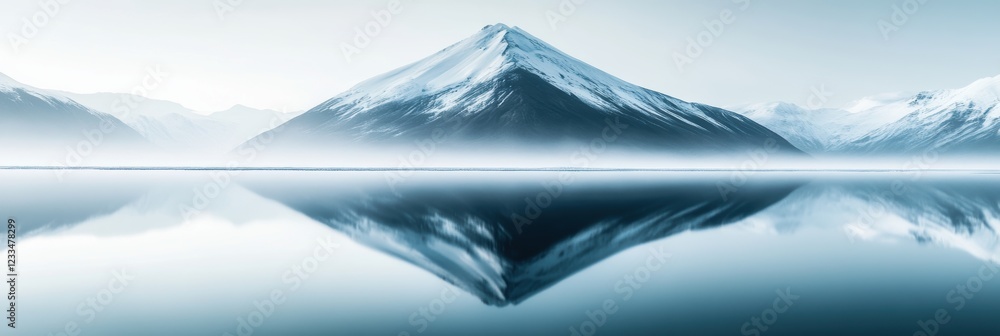 Beautiful majestic landscape with snow covered forest and lake Beautiful majestic landscape with snow covered forest and lake