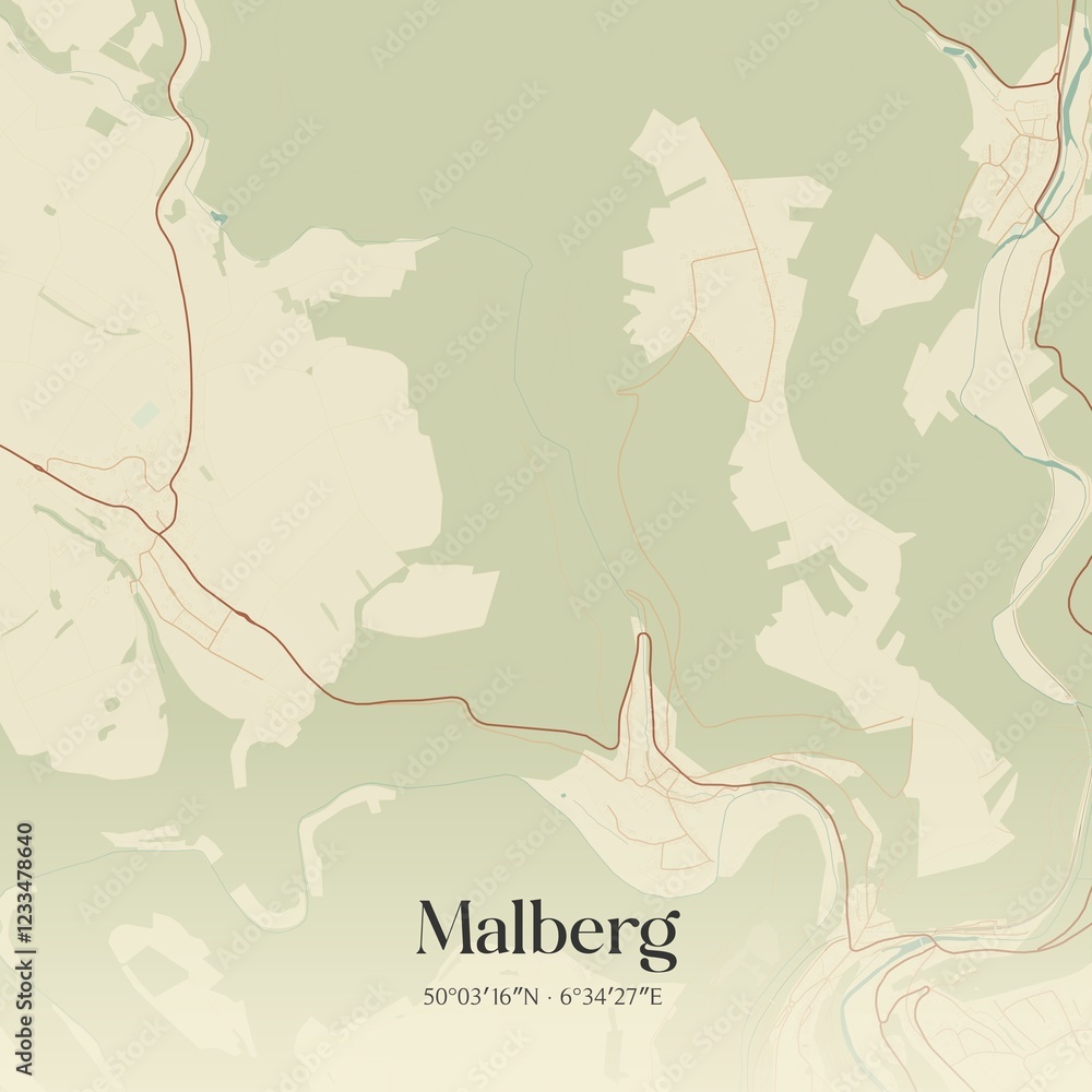 Fototapeta premium Vintage map of Malberg, Germany.