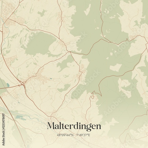 Vintage map of Malterdingen, Germany.