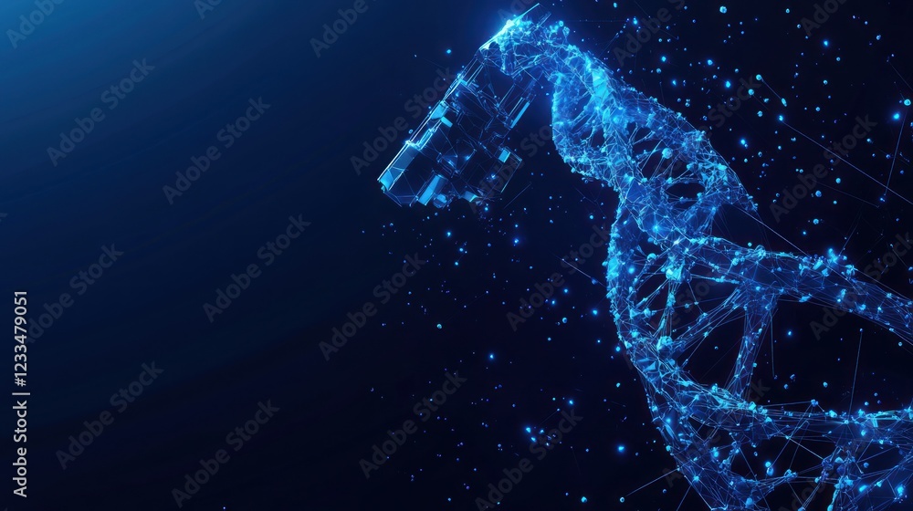 Abstract DNA helix with microscope, futuristic technology concept. Abstract DNA helix with microscope, futuristic technology concept.