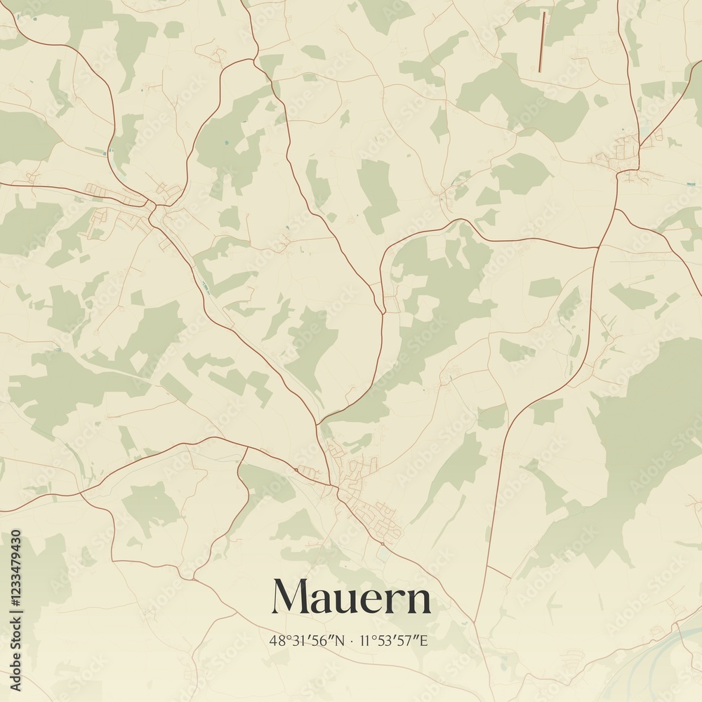 Fototapeta premium Vintage map of Mauern, Germany.
