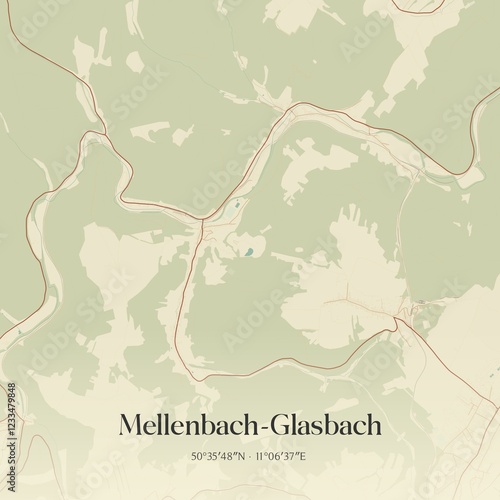 Vintage map of Mellenbach-Glasbach, Germany.