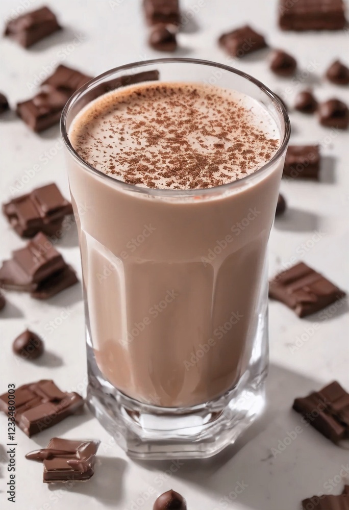 a glass with chocolate milk isolated on white background a glass with chocolate milk isolated on white background