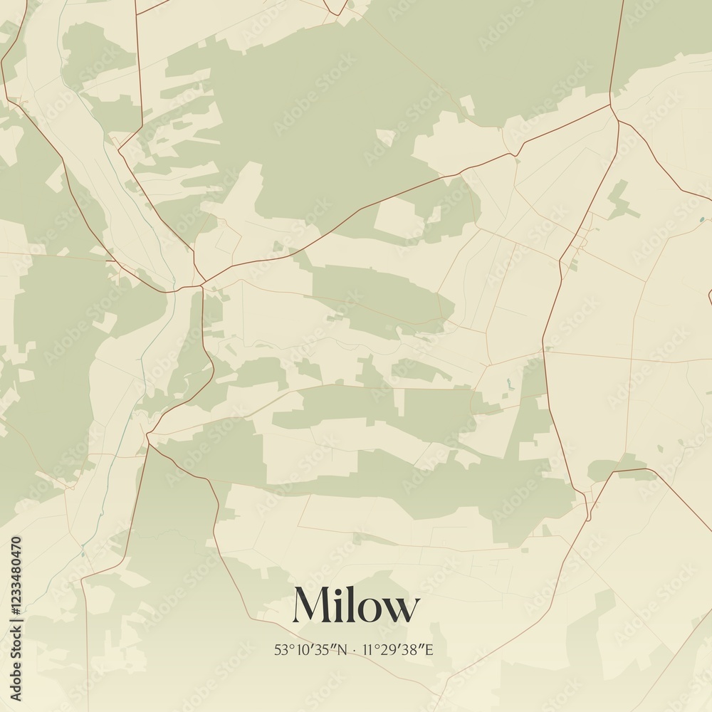 Obraz premium Vintage map of Milow, Germany.