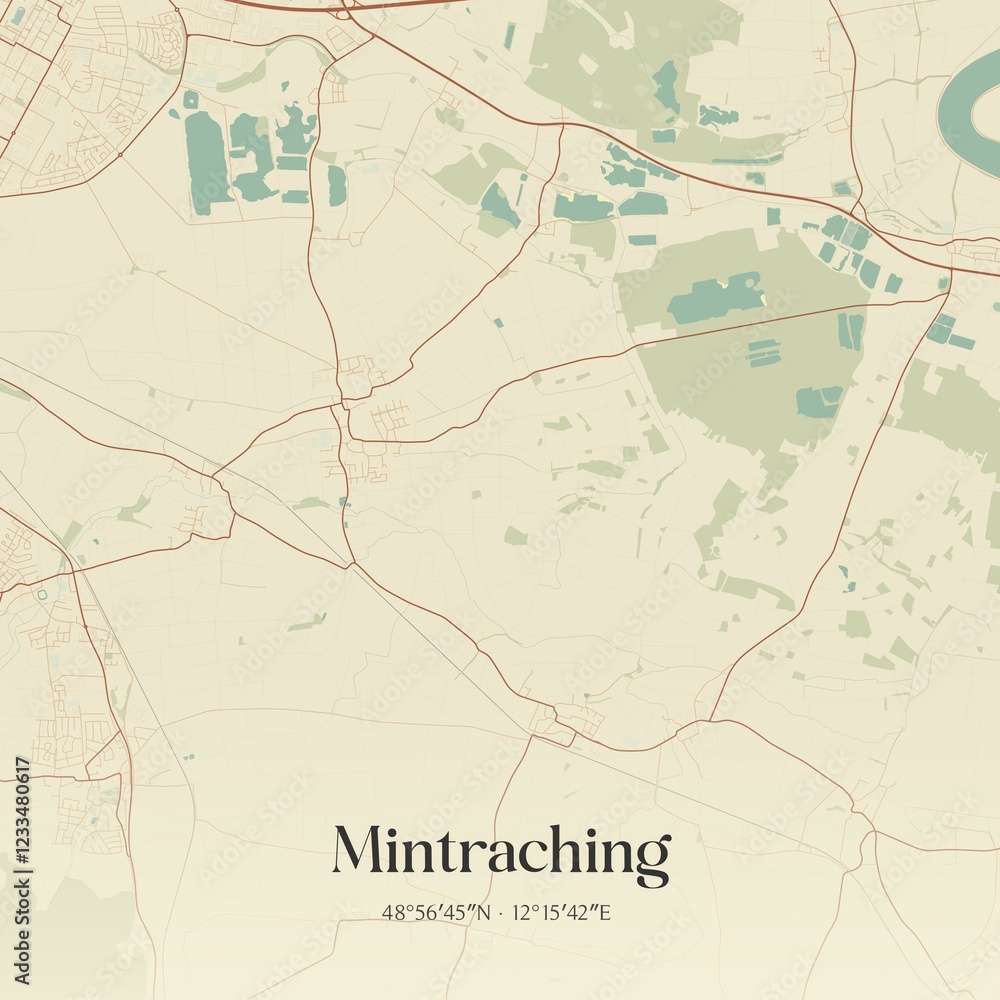 Obraz premium Vintage map of Mintraching, Germany.