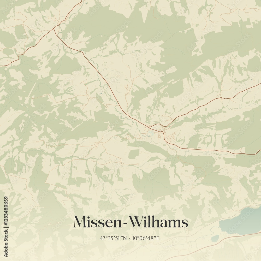 Fototapeta premium Vintage map of Missen-Wilhams, Germany.