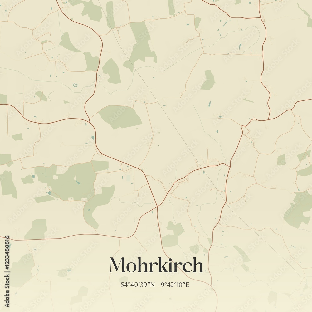 Naklejka premium Vintage map of Mohrkirch, Germany.