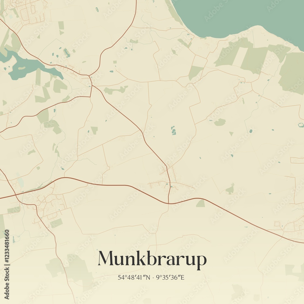 Fototapeta premium Vintage map of Munkbrarup, Germany.