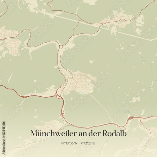 Vintage map of Munchweiler an der Rodalb, Germany. photo