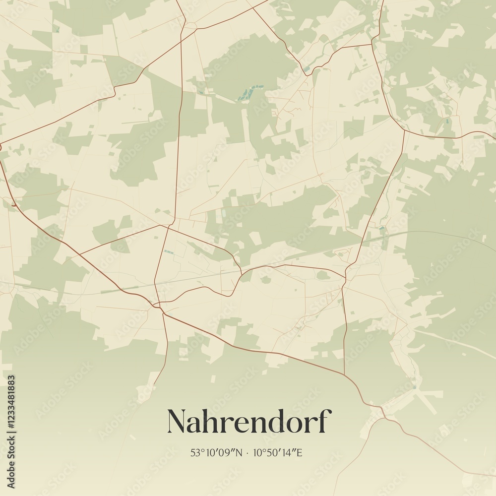 Fototapeta premium Vintage map of Nahrendorf, Germany.